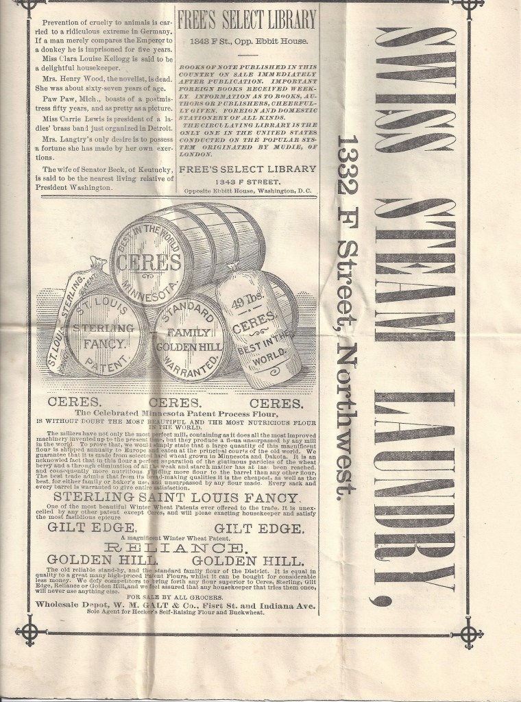 The interior of a program for "Fedora," featuring text and advertisements.