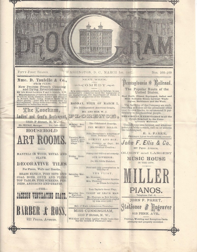 The interior of a program for "Fedora," featuring text and advertisements.