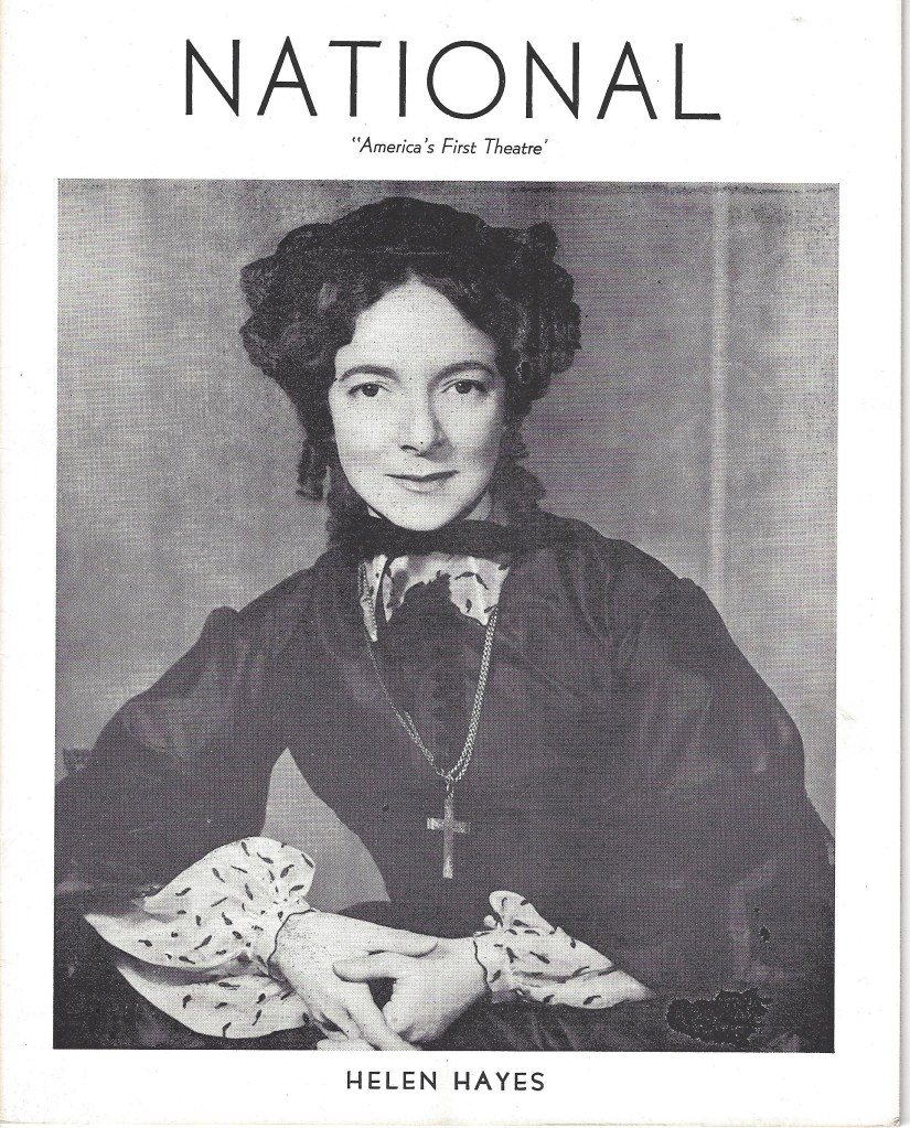 The cover of a program for "Harriet" starring Helen Hayes, featured on the cover in 19th century costume.