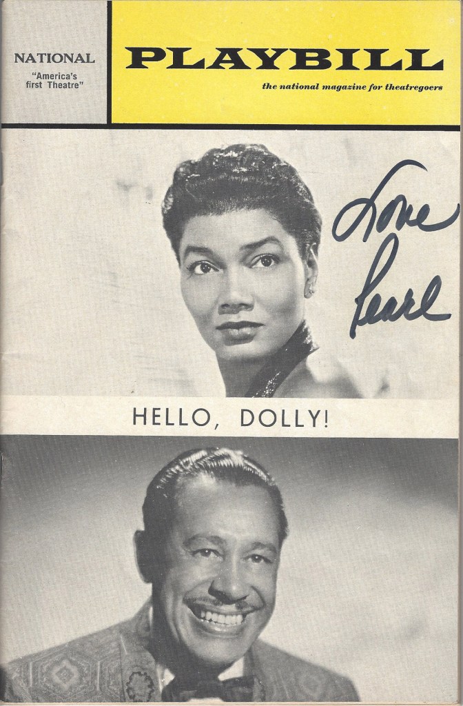 The cover of the original program for "Hello, Dolly!" featuring headshots of Pearl Bailey and Cab Calloway.